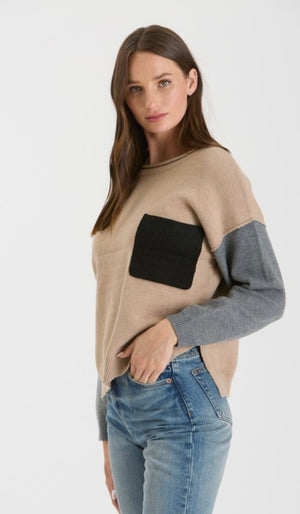 Colorblock Raw Edge Knit Sweater