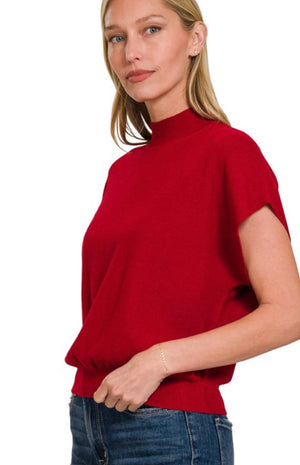 Mock Neck Dolman Sleeve Sweater