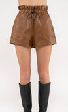 Camel Leather Shorts