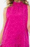 Hot Pink Mock Neck Textured Dress