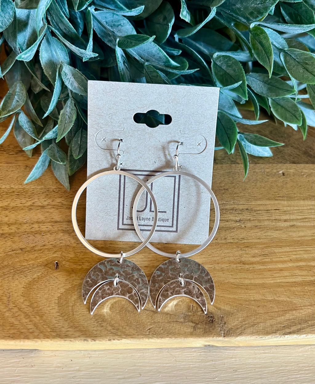 Hammered Silver Crescent Earring