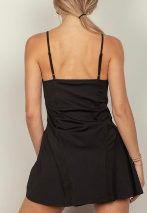Black Athleisure Mesh Detailed Tennis Dress