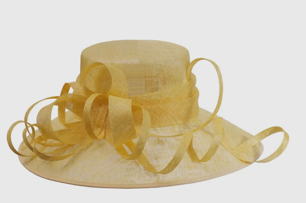 Yellow Sinamay Derby Hat