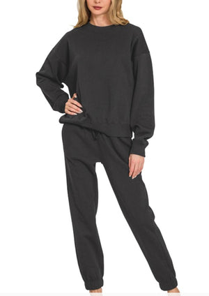 Black Fleece Pullover + Jogger SET