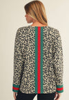 Cheetah Top with Color Rib Band Detail
