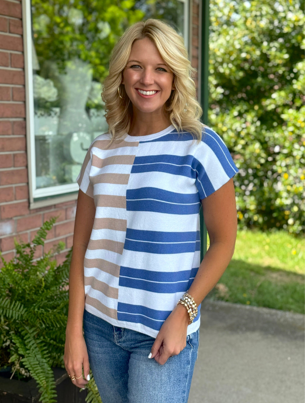 Stripe Mix Media Sweater