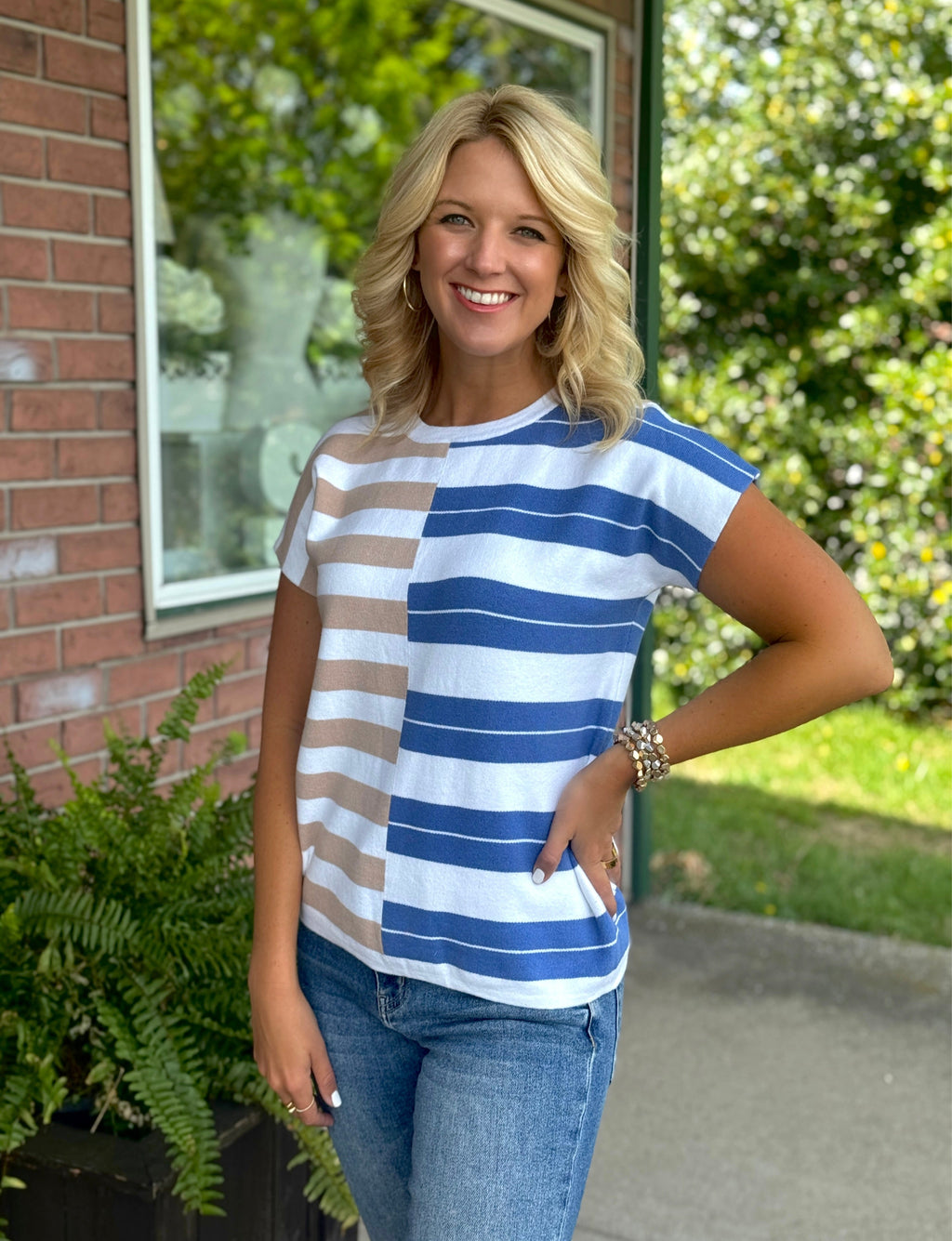 Stripe Mix Media Sweater