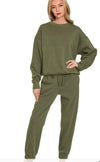 Olive Fleece Pullover + Jogger SET