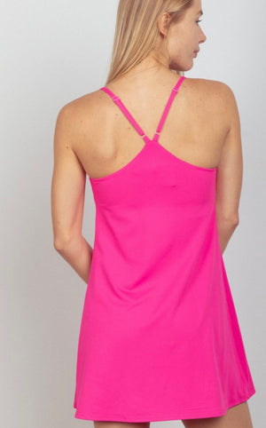 Hot Pink Athleisure Tennis Skort Dress
