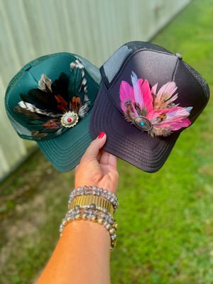 Feather Trucker Hat