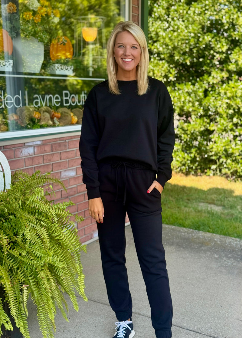 Black Fleece Pullover + Jogger SET