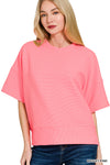 Ribbed Round Neck Oversized Top