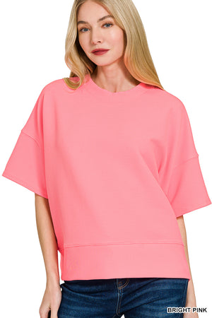Ribbed Round Neck Oversized Top