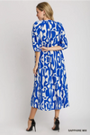 Royal Blue Abstract Midi Dress