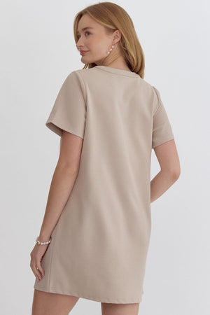 Textured Dress with Front Zipper Closure