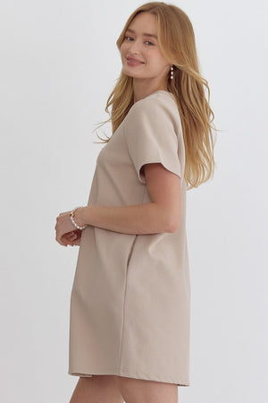 Textured Dress with Front Zipper Closure