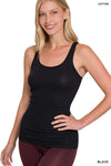 Black Ribbed Fitted Tank
