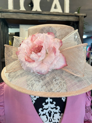 Blush Derby Hat with Flower Detail