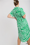 Green Zebra Print Midi Dress