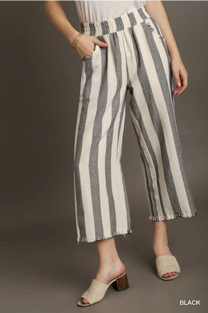 Frayed Stripe Crop Pants