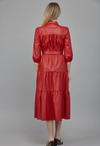 Red Faux Leather Midi Dress