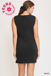 Black Ruched Sleeveless Mini Dress