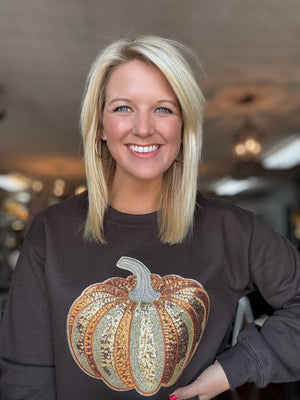 Sequin Pumpkin Custom Sweatshirt