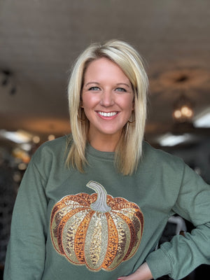 Sequin Pumpkin Custom Sweatshirt