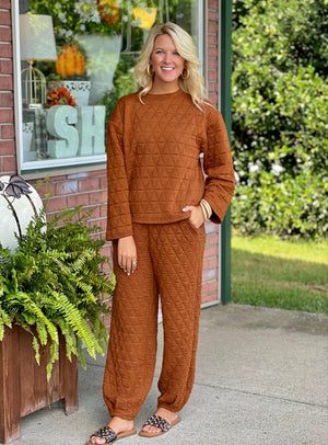 Rust Quilted Top & Pant SET