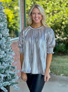Metallic Pleated Party Top