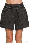 Acid Wash Fleece Drawstring Shorts