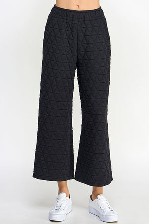Black & Beige Quilted Top and Pant SET