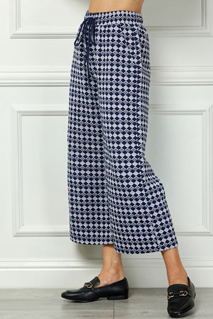 Navy Printed Top and Pant SET