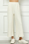 Cream Textured Top and Pant SET