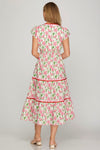Floral Print Poplin Woven Midi Dress
