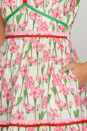 Floral Print Poplin Woven Midi Dress