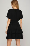 Black Waist Smocking Tiered Dress