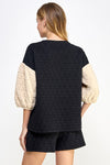 Black & Beige Quilted Top and Pant SET