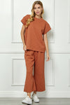 Flower Textured Top and Pant SET