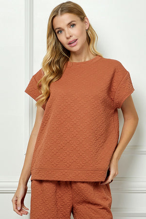 Flower Textured Top and Pant SET