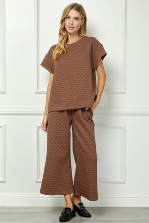 Brown Honey Comb Top & Pant SET