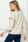 Heathered Oatmeal Ruffle Top