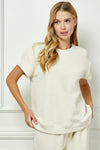 Cream Textured Top and Pant SET