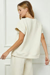 Cream Textured Top and Pant SET