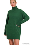 Hunter Green Long Sleeve Mini Sweater Dress