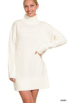 Ivory Mock Neck Mini Sweater Dress