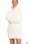 Ivory Mock Neck Mini Sweater Dress