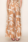 Floral Wide Leg Pant with Smocked Waist
