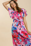 Floral Printed Midi Dress with Open Back **FINAL SALE**