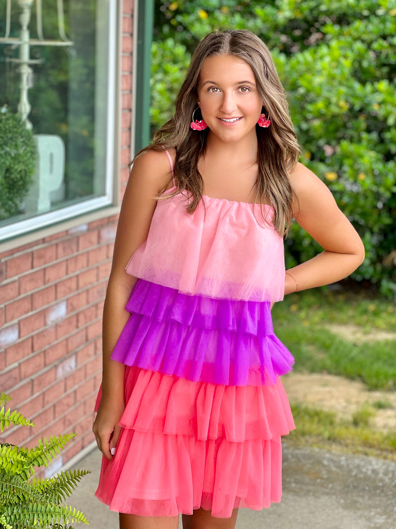 Tulle Tiered Colorful Dress